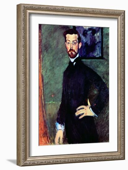 Portrait of Paul Alexander's before a Green Background-Amedeo Modigliani-Framed Art Print