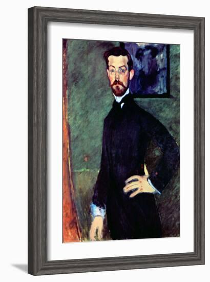 Portrait of Paul Alexander's before a Green Background-Amedeo Modigliani-Framed Art Print