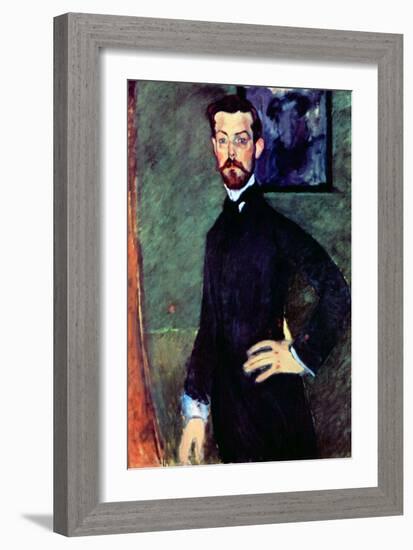 Portrait of Paul Alexander's before a Green Background-Amedeo Modigliani-Framed Art Print