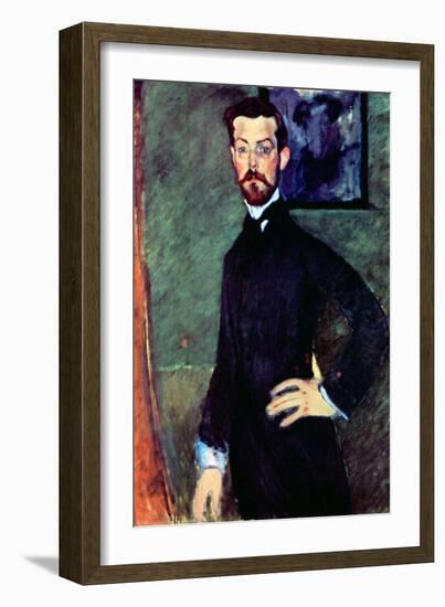 Portrait of Paul Alexander's before a Green Background-Amedeo Modigliani-Framed Art Print