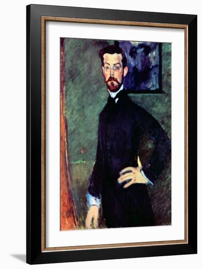 Portrait of Paul Alexander's before a Green Background-Amedeo Modigliani-Framed Art Print