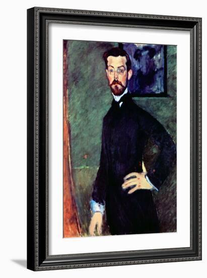 Portrait of Paul Alexander's before a Green Background-Amedeo Modigliani-Framed Art Print