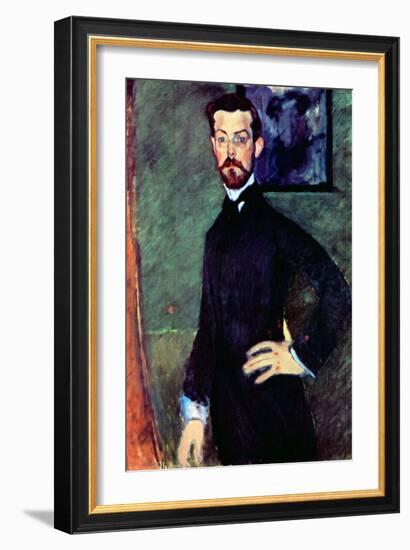 Portrait of Paul Alexander's before a Green Background-Amedeo Modigliani-Framed Art Print