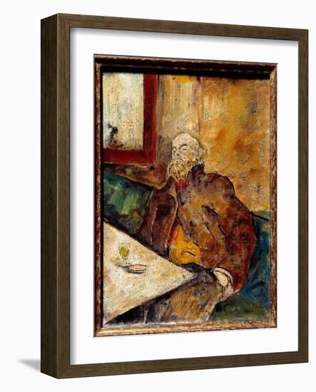 Portrait of Paul Verlaine (1844 - 1896), French Poet, Sitting at the Bar in Front of a Glass of Abs-Felix Edouard Vallotton-Framed Giclee Print