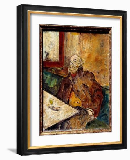 Portrait of Paul Verlaine (1844 - 1896), French Poet, Sitting at the Bar in Front of a Glass of Abs-Felix Edouard Vallotton-Framed Giclee Print