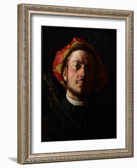 Portrait of Paul Verlaine as a Troubadour, 1868 (Oil on Canvas)-Jean Frederic Bazille-Framed Giclee Print