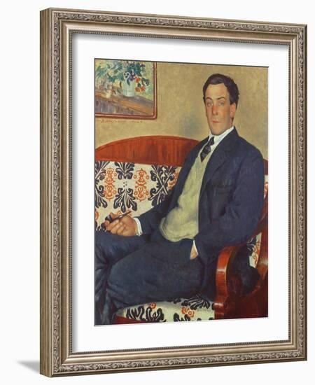 Portrait of Peter Kapitza (1894-1984) 1926 (Oil on Canvas)-Boris Mikhailovich Kustodiev-Framed Giclee Print