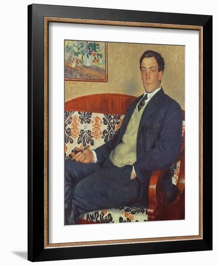 Portrait of Peter Kapitza (1894-1984) 1926 (Oil on Canvas)-Boris Mikhailovich Kustodiev-Framed Giclee Print