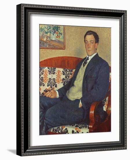 Portrait of Peter Kapitza (1894-1984) 1926 (Oil on Canvas)-Boris Mikhailovich Kustodiev-Framed Giclee Print