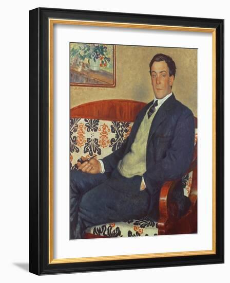 Portrait of Peter Kapitza (1894-1984) 1926 (Oil on Canvas)-Boris Mikhailovich Kustodiev-Framed Giclee Print