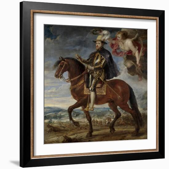 Portrait of Philip II (1527-159) on Horseback, 1628-Peter Paul Rubens-Framed Giclee Print