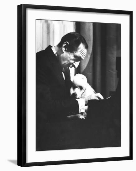 Portrait of Pianist Vladimir Horowitz at Piano with Poodle, Return to New York Concert Stage-Gjon Mili-Framed Premium Photographic Print