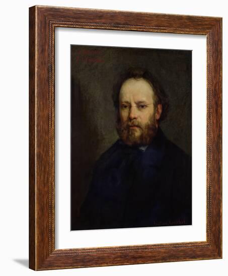 Portrait of Pierre Joseph Proudhon (1809-65) 1865-Gustave Courbet-Framed Giclee Print