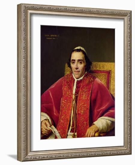 Portrait of Pope Pius VII (1742-1823), 1805-Jacques-Louis David-Framed Giclee Print