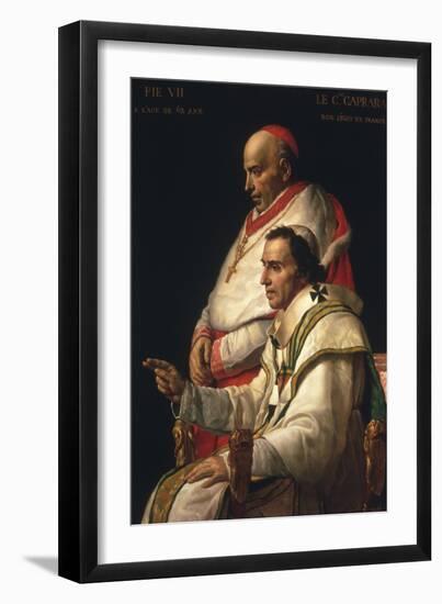 Portrait of Pope Pius VII and Cardinal Caprara, C.1805 (Oil on Panel)-Jacques Louis David-Framed Giclee Print