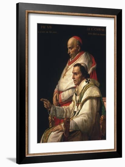 Portrait of Pope Pius VII and Cardinal Caprara, C.1805 (Oil on Panel)-Jacques Louis David-Framed Giclee Print