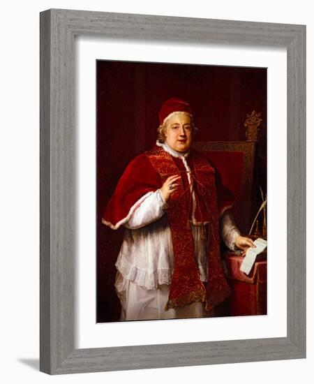 Portrait of Pope Rezzonico (Clement Xiii), 17Th Century (On Canvas)-Pompeo Girolamo Batoni-Framed Giclee Print