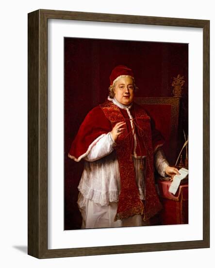 Portrait of Pope Rezzonico (Clement Xiii), 17Th Century (On Canvas)-Pompeo Girolamo Batoni-Framed Giclee Print