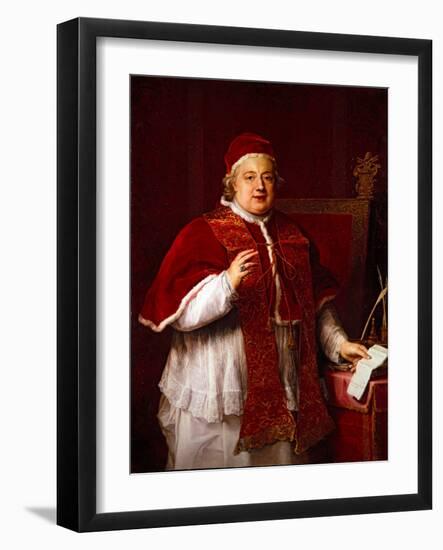 Portrait of Pope Rezzonico (Clement Xiii), 17Th Century (On Canvas)-Pompeo Girolamo Batoni-Framed Giclee Print