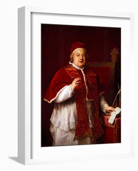 Portrait of Pope Rezzonico (Clement Xiii), 17Th Century (On Canvas)-Pompeo Girolamo Batoni-Framed Giclee Print