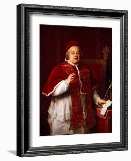 Portrait of Pope Rezzonico (Clement Xiii), 17Th Century (On Canvas)-Pompeo Girolamo Batoni-Framed Giclee Print