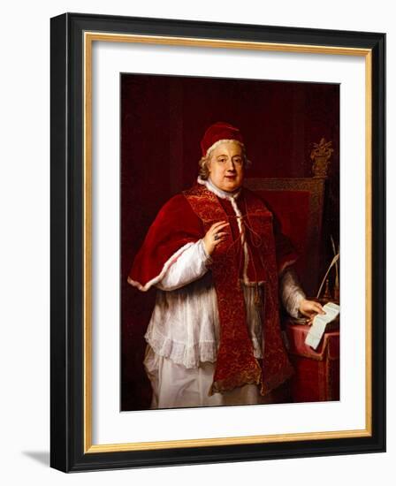 Portrait of Pope Rezzonico (Clement Xiii), 17Th Century (On Canvas)-Pompeo Girolamo Batoni-Framed Giclee Print