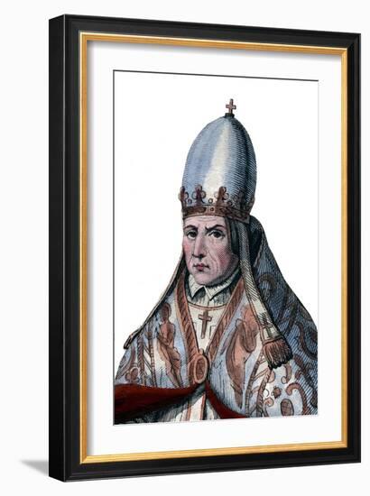 Portrait of Pope Sylvester II (or Silvester II) (c 938-1003)-French School-Framed Giclee Print