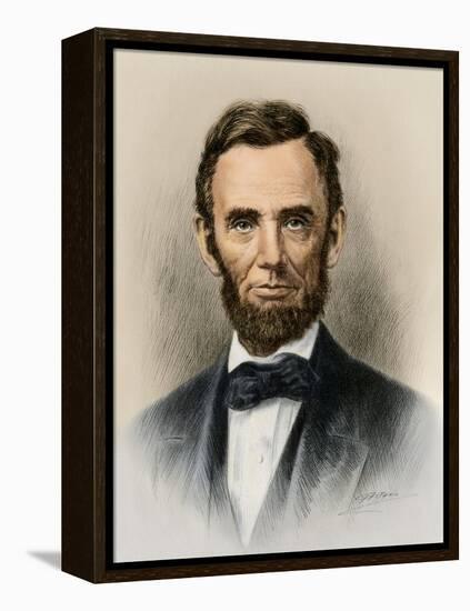 Portrait of President Abraham Lincoln-null-Framed Premier Image Canvas