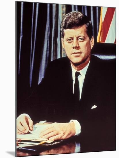 Portrait of President John F. Kennedy, from the TV Show, "JFK Assassination as It Happened"-Alfred Eisenstaedt-Mounted Premium Photographic Print