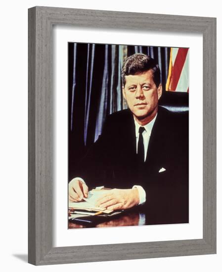 Portrait of President John F. Kennedy, from the TV Show, "JFK Assassination as It Happened"-Alfred Eisenstaedt-Framed Photographic Print