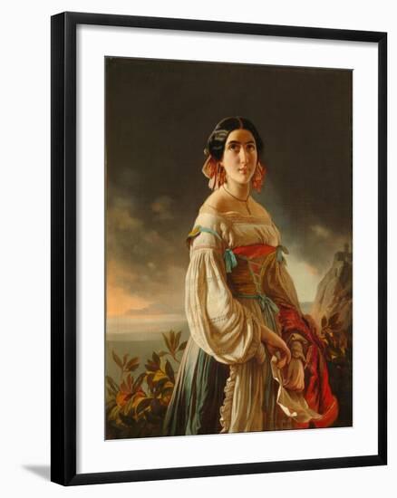 Portrait of Princess Lina Gagarina, 1847-Pimen Nikitich Orlov-Framed Giclee Print