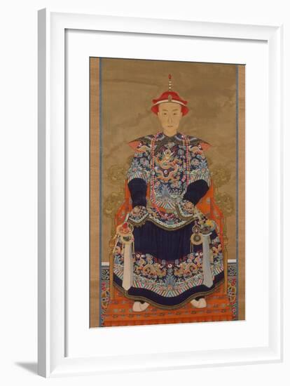 Portrait of Qianlong Emperor As a Young Man, Hanging Scroll-Chinese School-Framed Giclee Print