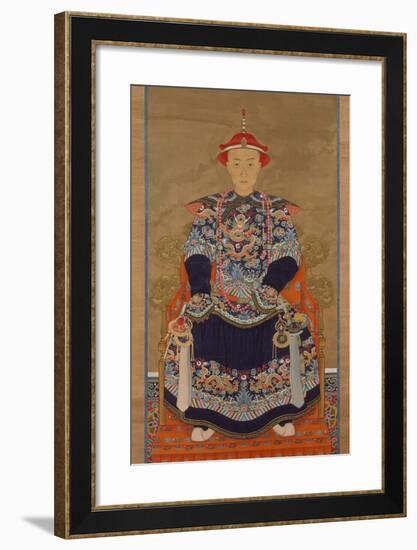 Portrait of Qianlong Emperor As a Young Man, Hanging Scroll-Chinese School-Framed Giclee Print