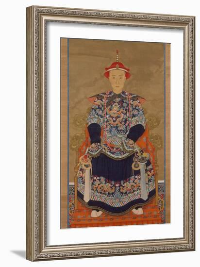 Portrait of Qianlong Emperor As a Young Man, Hanging Scroll-Chinese School-Framed Giclee Print