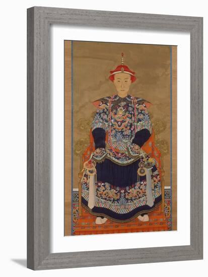 Portrait of Qianlong Emperor As a Young Man, Hanging Scroll-Chinese School-Framed Giclee Print