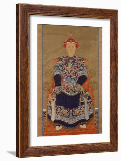 Portrait of Qianlong Emperor As a Young Man, Hanging Scroll-Chinese School-Framed Giclee Print