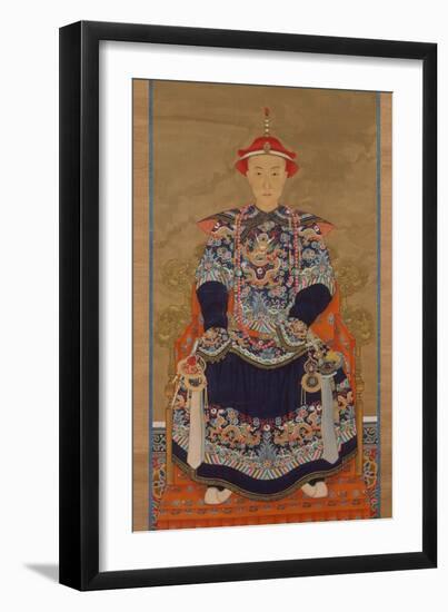 Portrait of Qianlong Emperor As a Young Man, Hanging Scroll-Chinese School-Framed Giclee Print