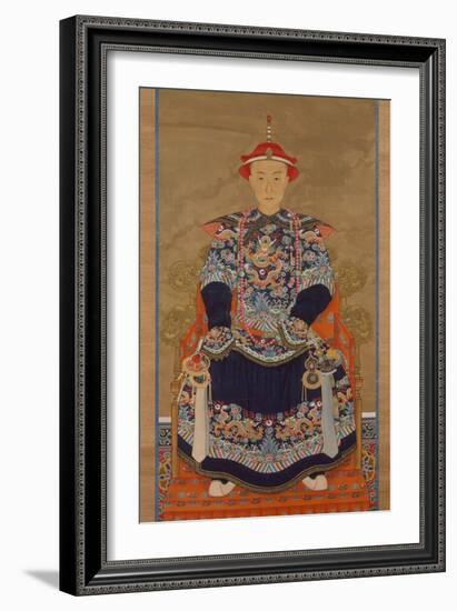 Portrait of Qianlong Emperor As a Young Man, Hanging Scroll-Chinese School-Framed Giclee Print