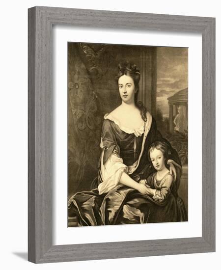 Portrait of Queen Anne and Her Son William, Duke of Gloucester-Michael Dahl-Framed Giclee Print