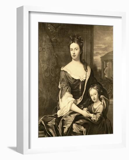 Portrait of Queen Anne and Her Son William, Duke of Gloucester-Michael Dahl-Framed Giclee Print