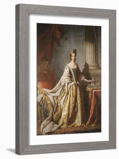 Portrait of Queen Charlotte, Full Length in Robes of State-John Ramsay-Framed Giclee Print