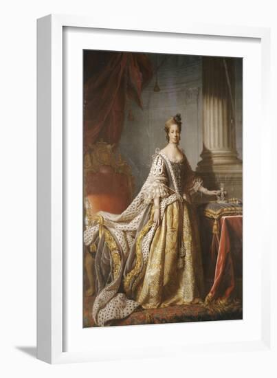 Portrait of Queen Charlotte, Full Length in Robes of State-John Ramsay-Framed Giclee Print