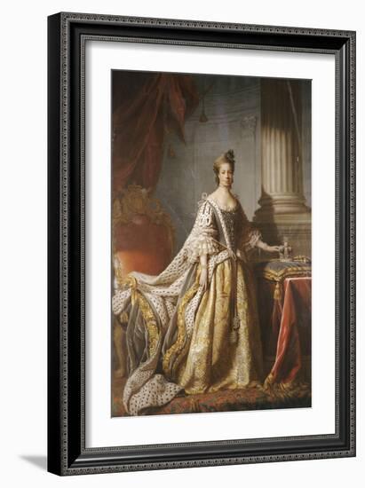 Portrait of Queen Charlotte, Full Length in Robes of State-John Ramsay-Framed Giclee Print