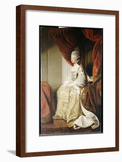 Portrait of Queen Charlotte, Full Length, Seated in Robes of State-Sir Joshua Reynolds-Framed Giclee Print