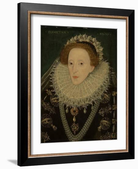 Portrait of Queen Elizabeth I, C.1580 (Oil on Panel)-English School-Framed Giclee Print