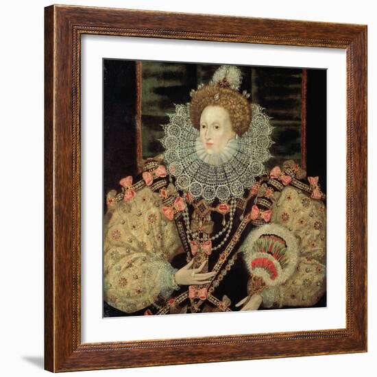 Portrait of Queen Elizabeth I - the Armada Portrait-George Gower-Framed Premium Giclee Print