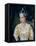 Portrait of Queen Elizabeth II wearing coronation robes and the Imperial State Crown-Lydia de Burgh-Framed Premier Image Canvas