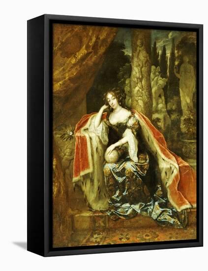 Portrait of Queen Mary Stuart II (1662-1684) of England as Princess of Orange, 1676-Caspar Netscher-Framed Premier Image Canvas