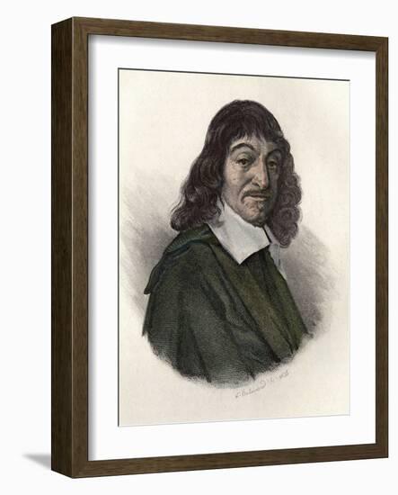 Portrait of Rene Descartes (1596-1650), French Philosopher and Scientist. in “” Portraits Des Homme-French School-Framed Giclee Print