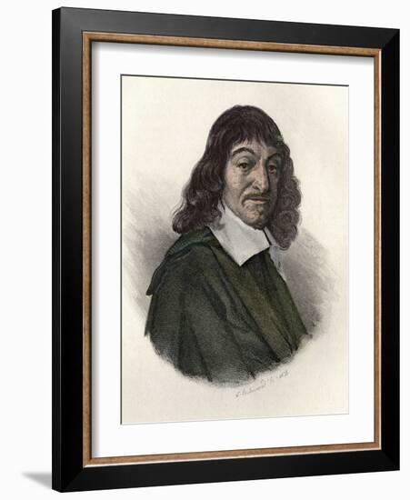 Portrait of Rene Descartes (1596-1650), French Philosopher and Scientist. in “” Portraits Des Homme-French School-Framed Giclee Print